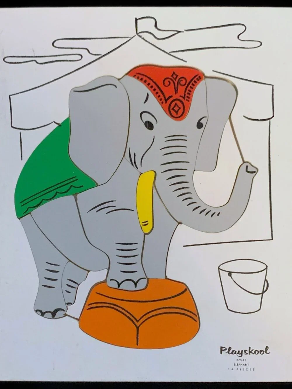 2 Vtg 1950s-60s Child's Puzzles Playskool Elephant / Magnetic Teach-Tot Airplane